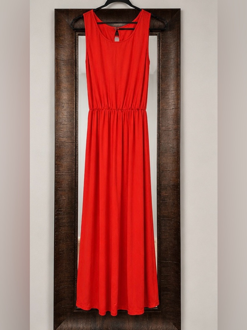 Sleeveless Red jumpsuit with Elastic Waist
